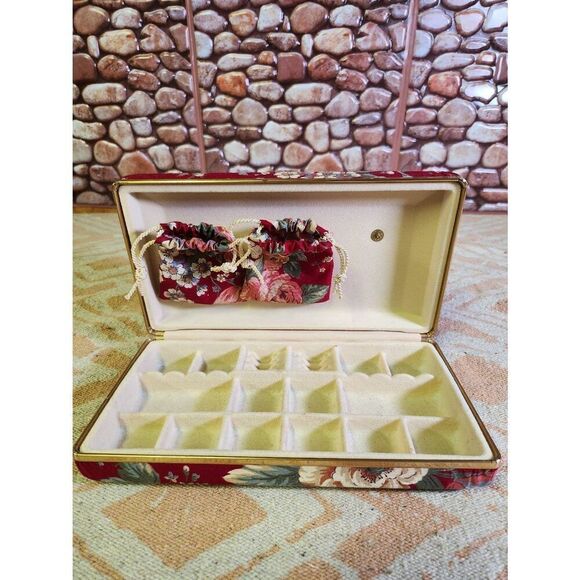 Fabric Travel Jewelry Box Small Compact Case Jewelry Traveling Case Vacation Cas - Picture 3 of 6